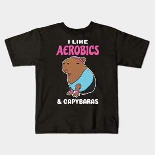 I Like Aerobics and Capybaras Cartoon Kids T-Shirt
